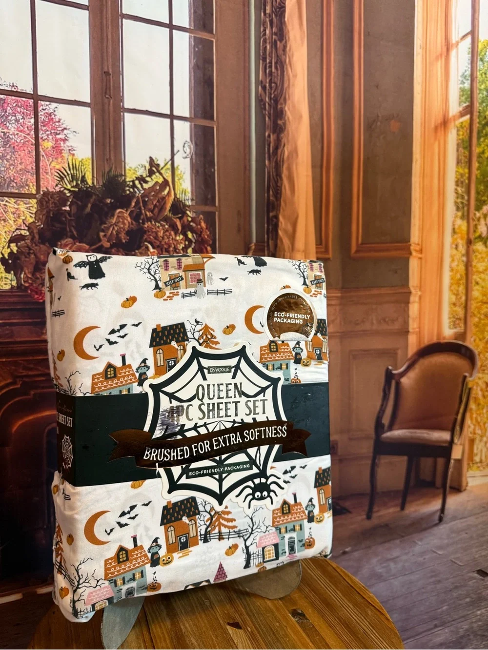 Halloween Queen Sheet Set NWT Halloween Village Goth Fall Witchy Magical